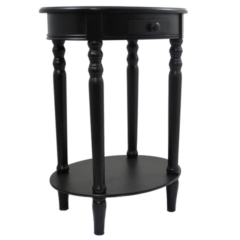 Urban Designs Loft Chic Designer Wooden Oval Accent Table - Dark Espresso Brown