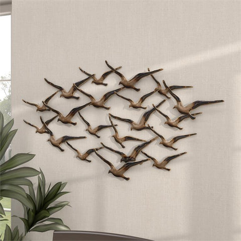 Urban Designs Flying Flocking Birds 45" Wide Metal Wall Art