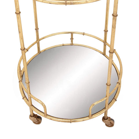 Urban Designs Gold Leaf 2-Shelf Round Rolling Bar Cart