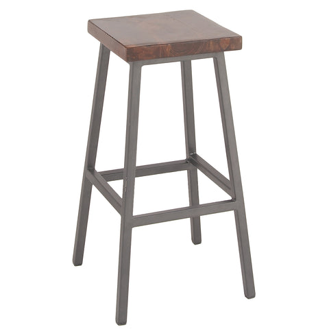 Urban Designs Square Wood Iron Bar Height Stool (Set of 2)