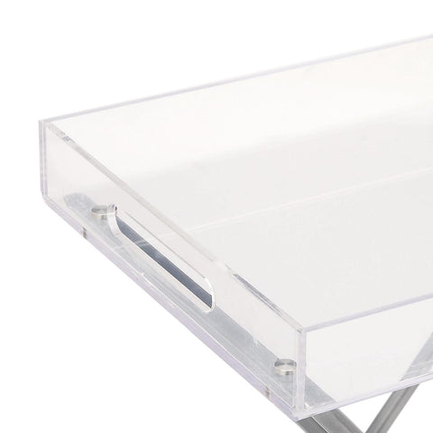 Urban Designs Modern Clear Acrylic Tray Top Accent Table
