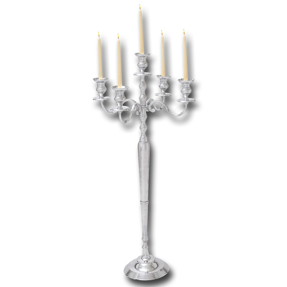 Urban Designs Grandeur 48" 5-Arm Candelabra Tall Floor Candle Holder - Silver