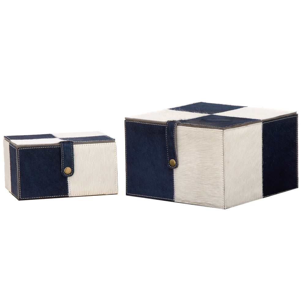 Urban Designs Leather Hand Made 2-Piece Keepsake Decorative Box Set