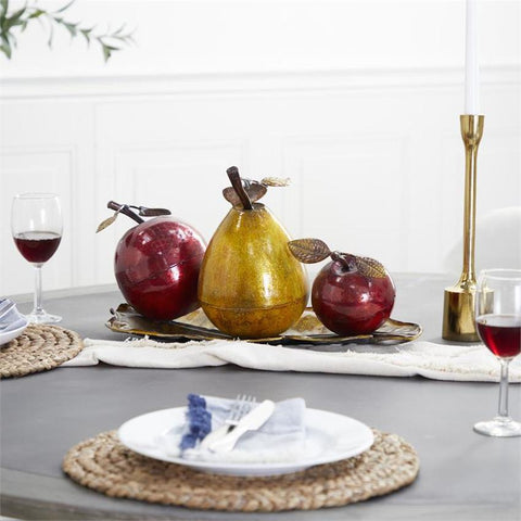 Urban Designs Glazed Metal Artificial Fruit Centerpiece Decor