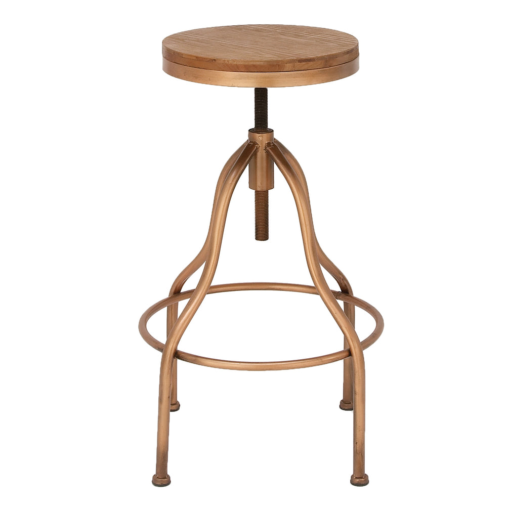 Urban Designs Jones Wooden-Top Adjustable Metal Bar Stool
