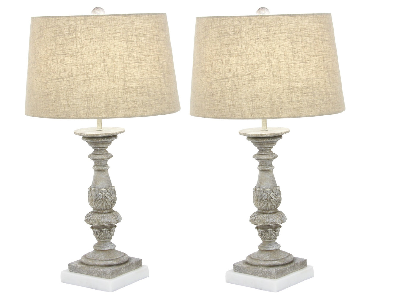 Urban Designs Carved Polystone Sculpted 30-Inch Table Lamp (Set of 2)