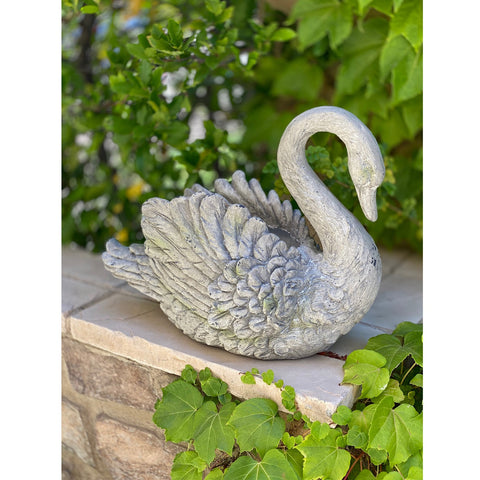 Urban Designs Swan Cast Stone Planter Garden Decor - Grey