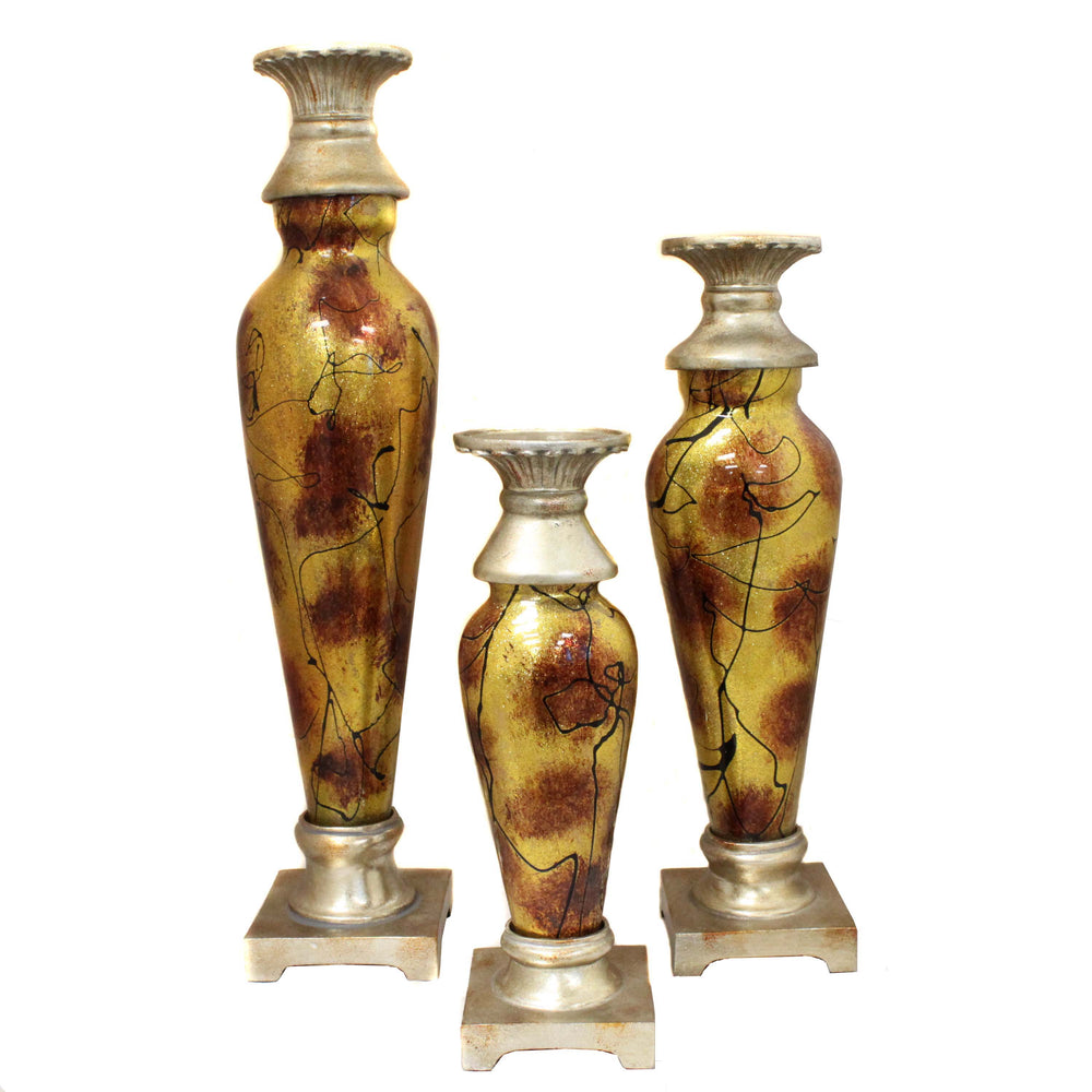Urban Designs Contempo Deco Glass Decorative Candle Holder Set
