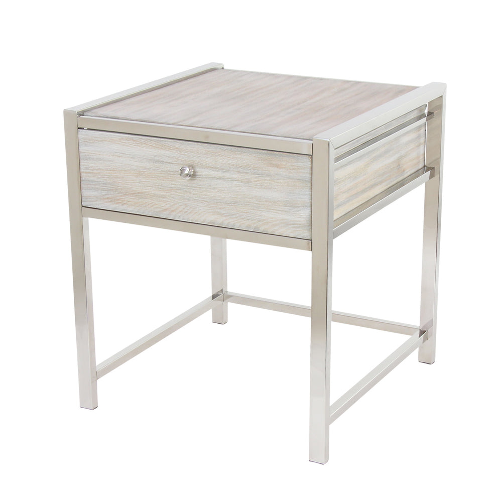 Urban Designs Delaney White Wash Wood End and Accent Nightstand Table
