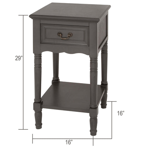 Urban Designs Solid Wood Night Stand Table - Grey