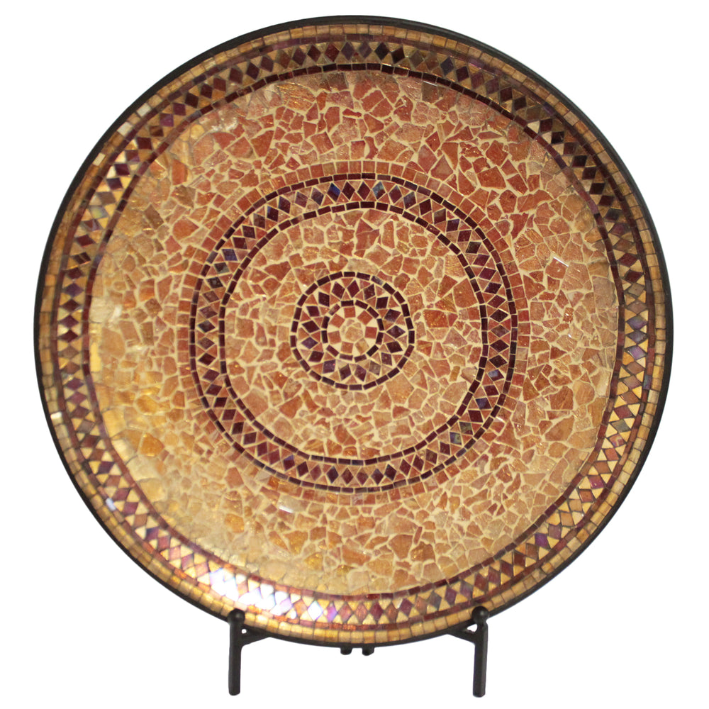 Urban Designs Decorative Handcrafted Mosaic Plate with Stand - Gold