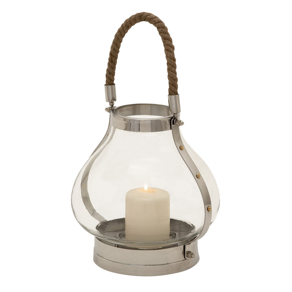 Urban Designs Polished Stainless Steel & Glass Contemporary 11" Lantern