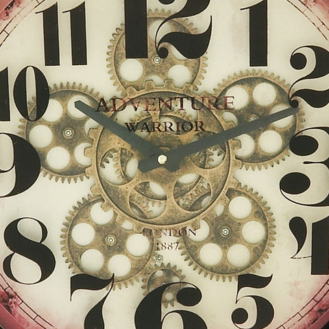 Urban Designs Adventure Warrior London 18" Industrial Moving Gears Round Wall Clock