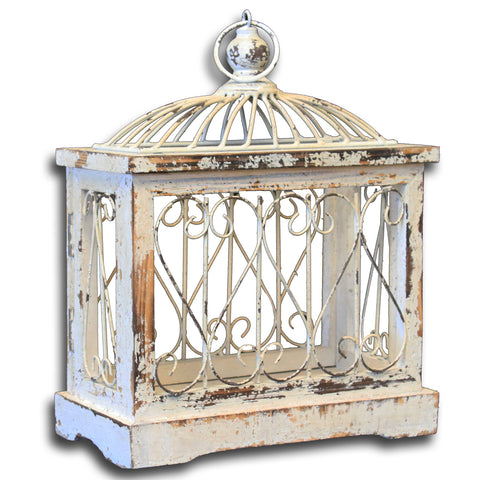 Urban Designs Weathered Off-White Decorative Metal Bird Cages - Set of 3
