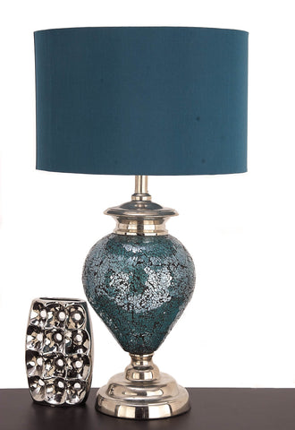 Casa Cortes Handcrafted Artisan Metal Mosaic Blue Table Lamp