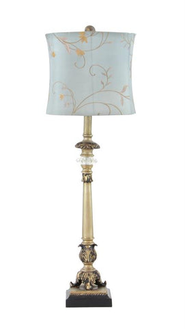 Urban Designs Handcrafted Table Lamp with Blue Golden Vines Shade - Set of 2