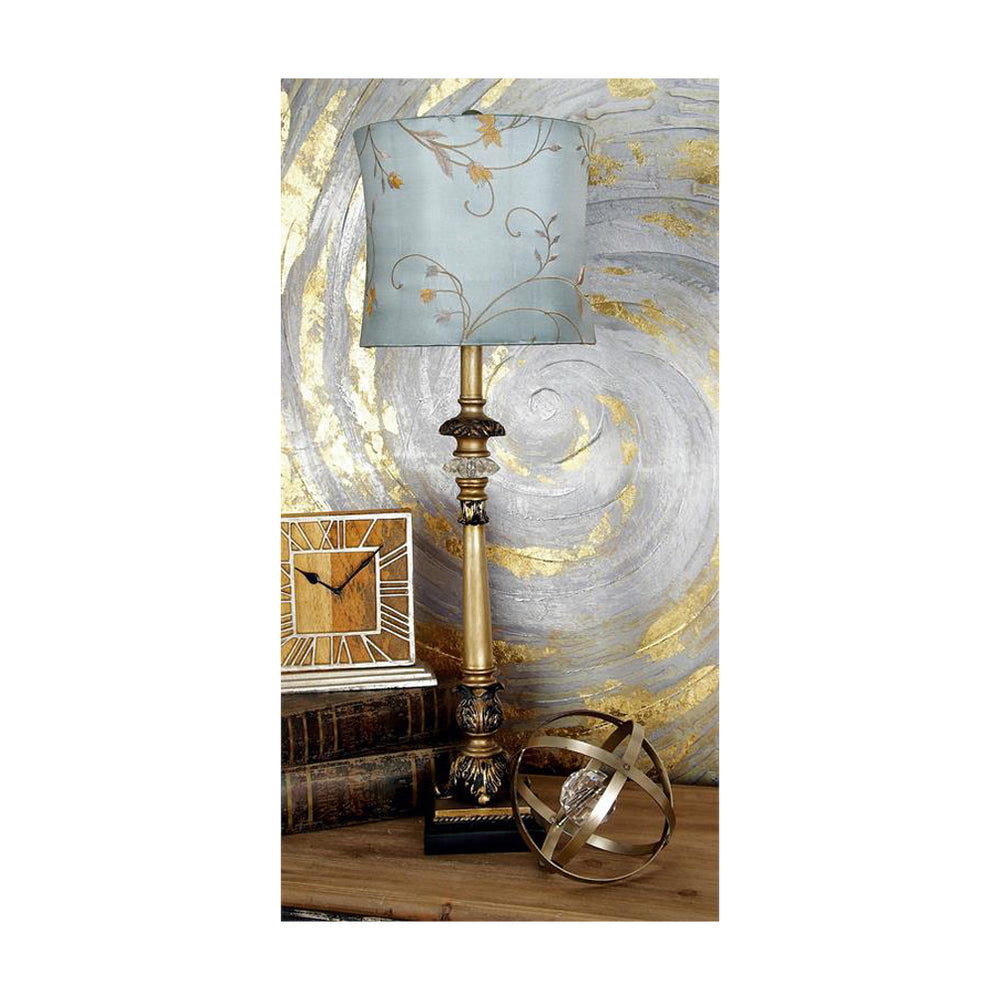 Urban Designs Handcrafted Table Lamp with Blue Golden Vines Shade - Set of 2