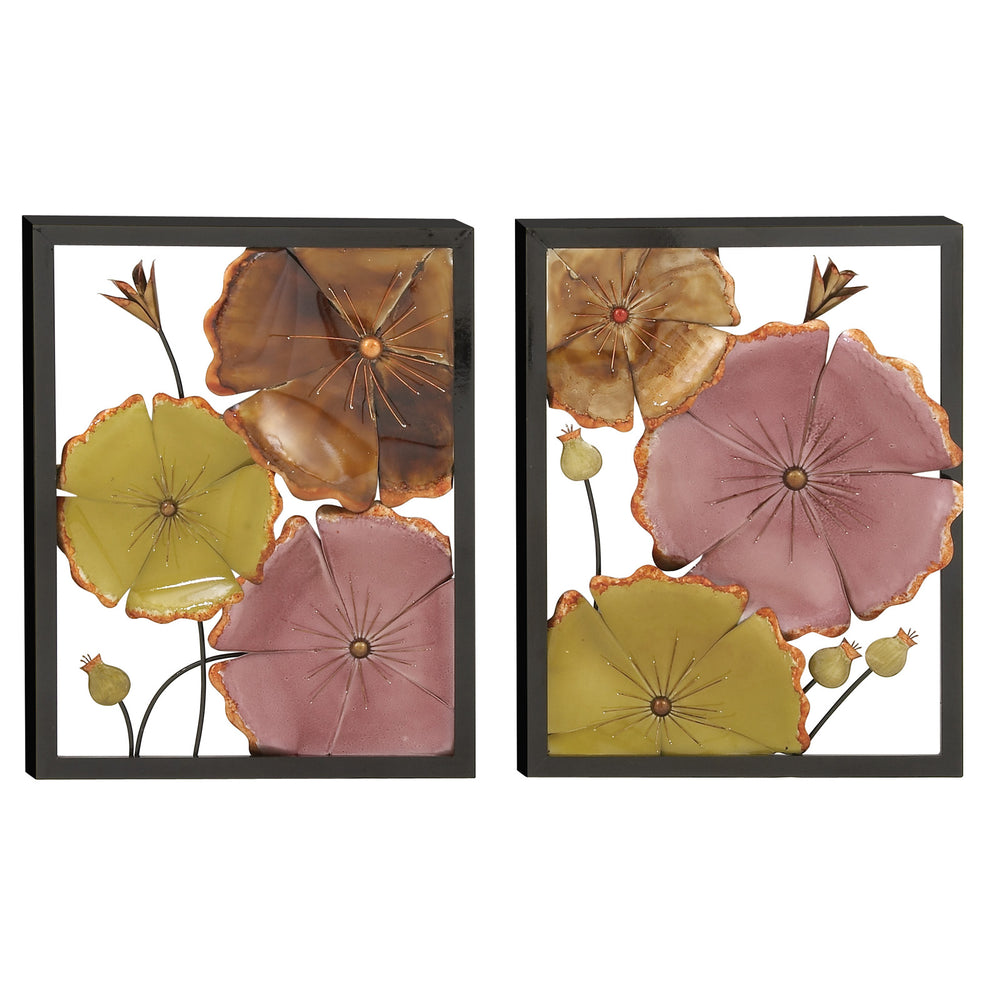 Urban Designs 'Spring Flower Blossom' 3D Metal Wall Art (Set of 2)