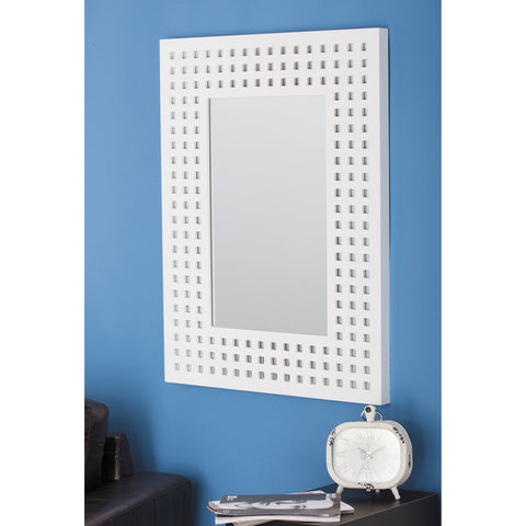 Urban Designs 31-Inch Rectangular White Lacquered Wall Mirror