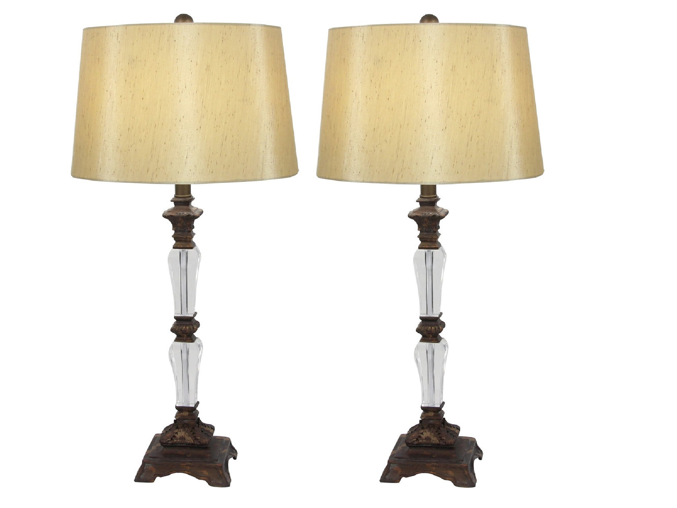 Urban Designs Classic Acrylic Brown Candleholder Table Lamp (Set of 2)