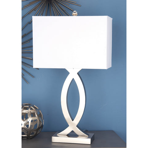 Urban Designs Sand Nickel 28-Inch Table Lamp with USB Port - 2 Piece Set