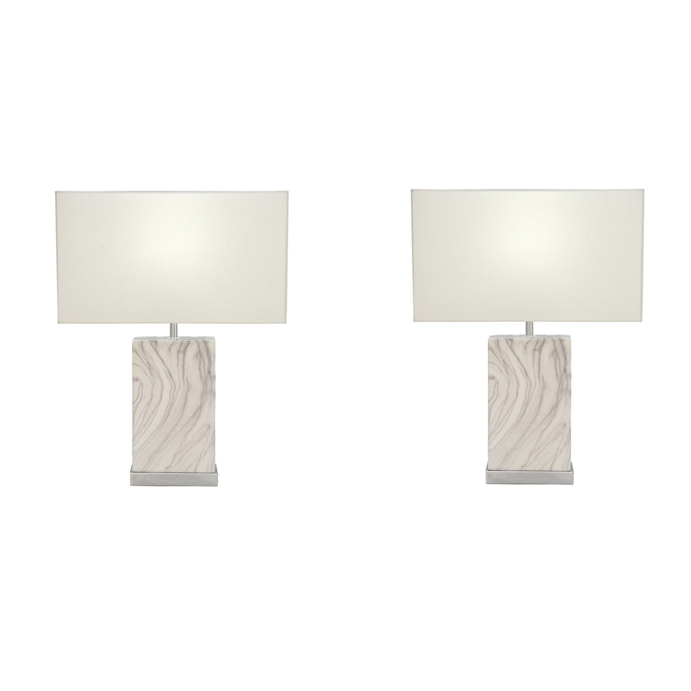 Urban Designs Amalia 23-Inch Rectangle Ceramic 2-Piece Table Lamp Set