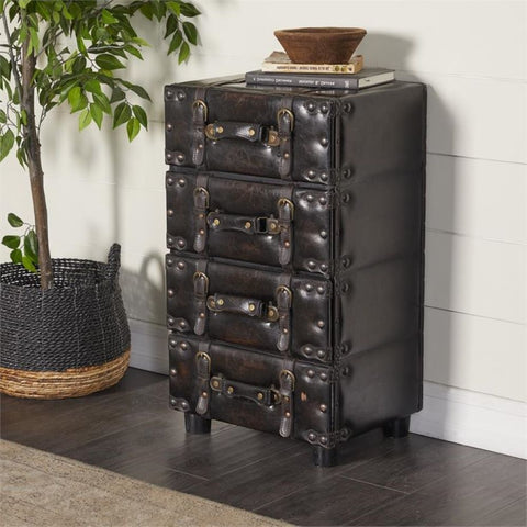 Urban Designs Hamilton Wood and Leather Side Chest