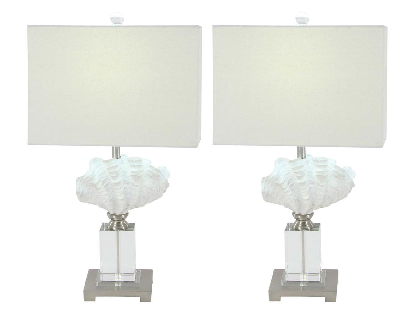 Urban Designs Clam Shell Stone 28-inch Table Lamp (Set of 2)