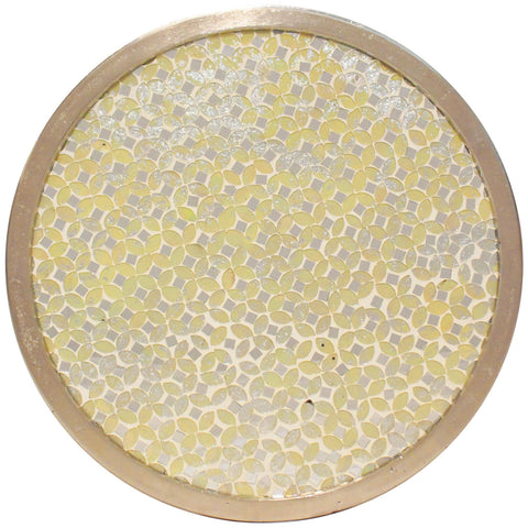 Urban Designs 25" Emily Mosaic Silver Round Accent Table