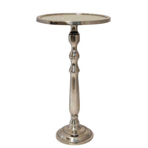 Urban Designs 25" Emily Mosaic Silver Round Accent Table