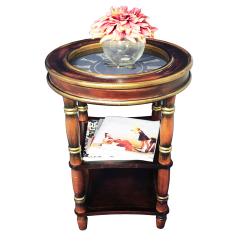 Urban Designs Dual shelf Wood Accent Clock Table