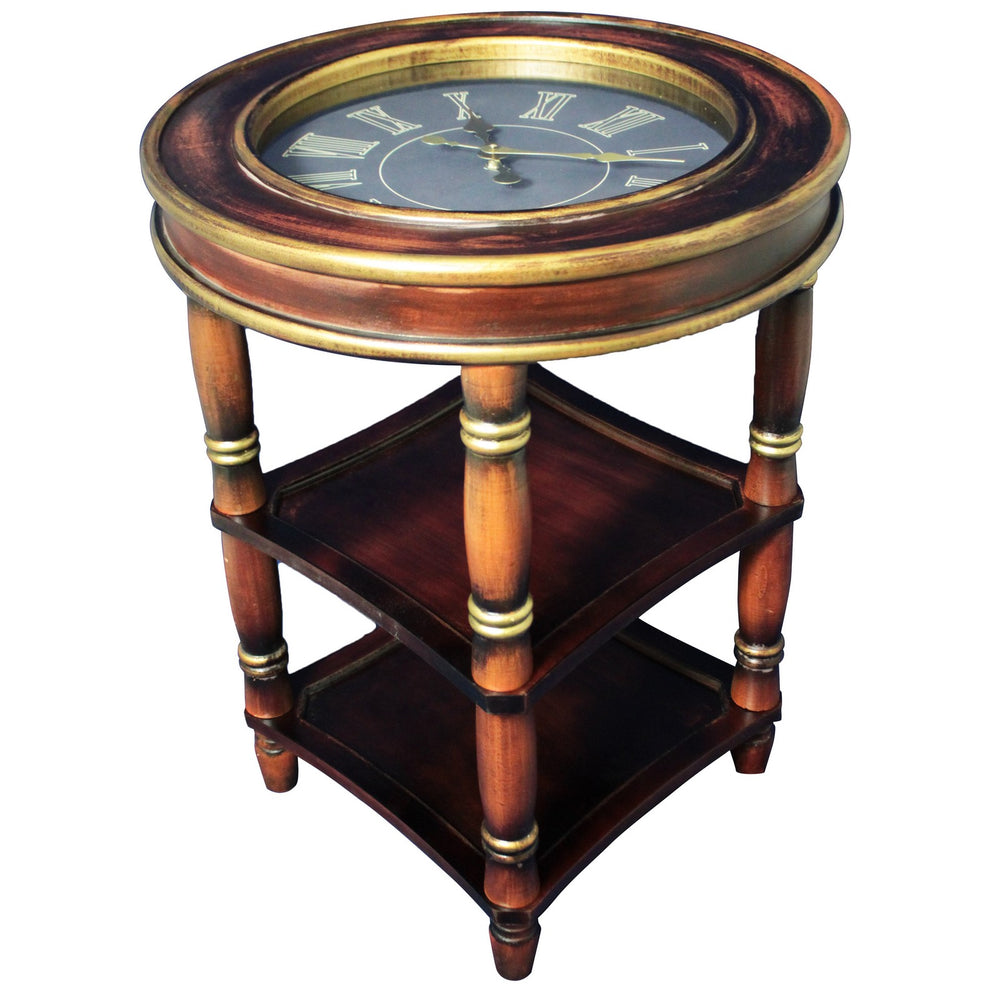 Urban Designs Dual shelf Wood Accent Clock Table