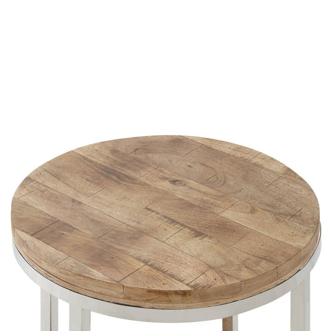 Urban Designs Stainless Steel Round Wooden Accent Table
