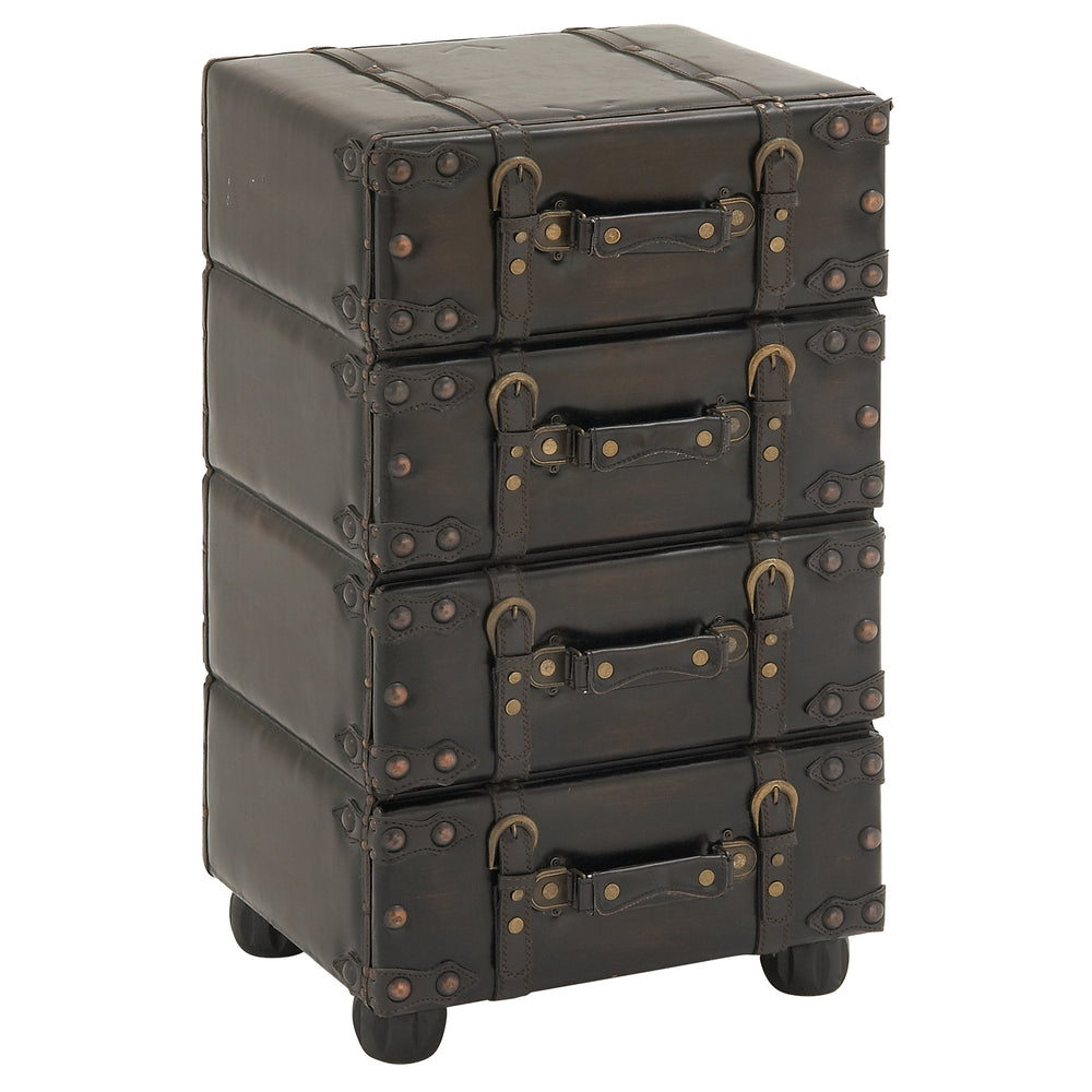 Urban Designs Hamilton Wood and Leather Side Chest