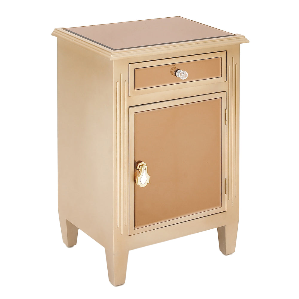 Urban Designs Copper Mirrored Cabinet Side Table