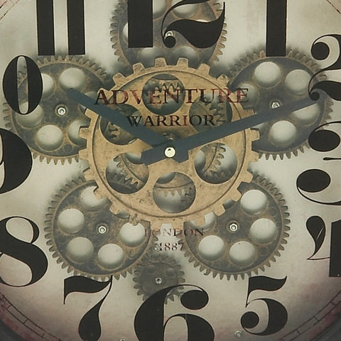 Urban Designs Adventure Warrior London 18" Industrial Moving Gears Table Clock
