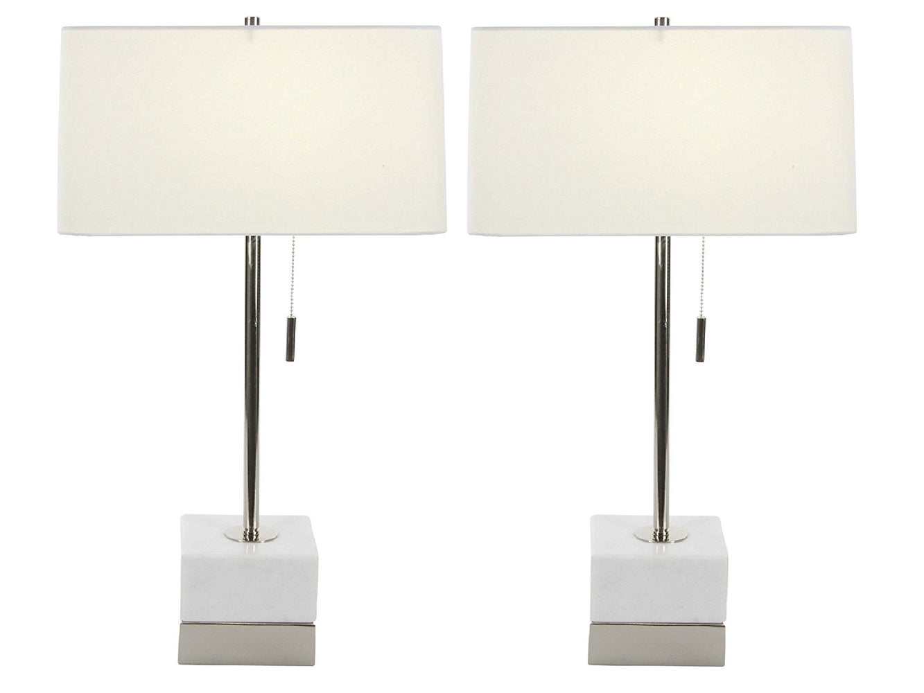 Urban Designs White Marble Silver Table Lamp (Set of 2)