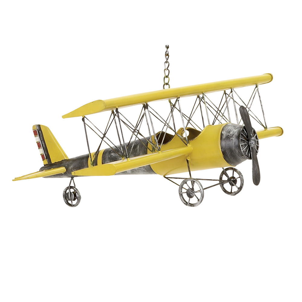 Urban Designs Metal Bi-Plane Airplane Model Toy Replica - Yellow