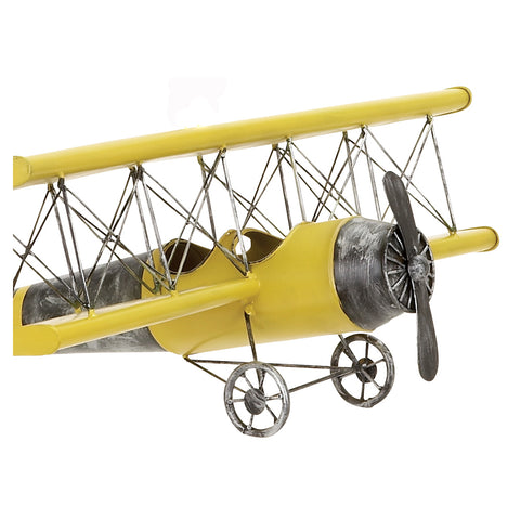 Urban Designs Metal Bi-Plane Airplane Model Toy Replica - Yellow