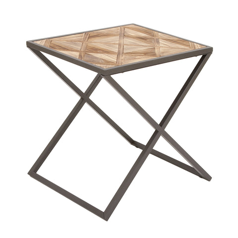 Urban Designs Patterned Wood Top X-Leg Accent Table