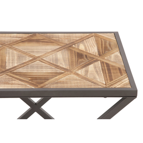 Urban Designs Patterned Wood Top X-Leg Accent Table