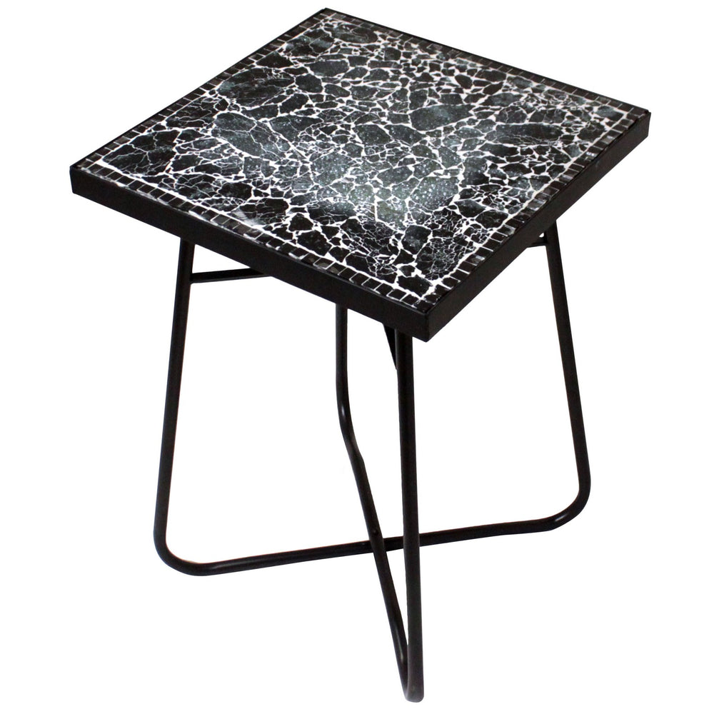 Urban Designs Cracked Black Mosaic Square Accent Table