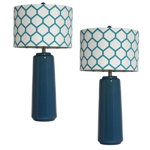 Urban Designs 2-Piece Ceramic Table Lamp with Honeycomb Shade