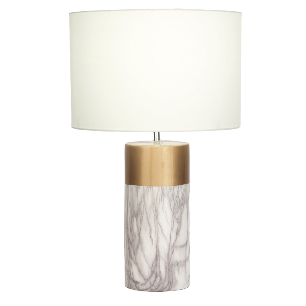Urban Designs White and Gold Column 24-Inch Ceramic Table Lamp