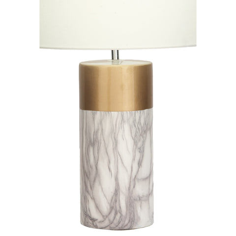 Urban Designs White and Gold Column 24-Inch Ceramic Table Lamp