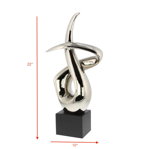 Urban Designs Modern 22" Silver Abstract Swirl Table Sculpture Decor