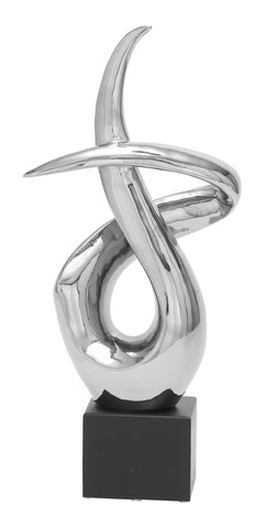 Urban Designs Modern 22" Silver Abstract Swirl Table Sculpture Decor
