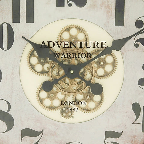 Urban Designs Adventure Warrior London 24" Industrial Moving Gears Round Black Wall Clock