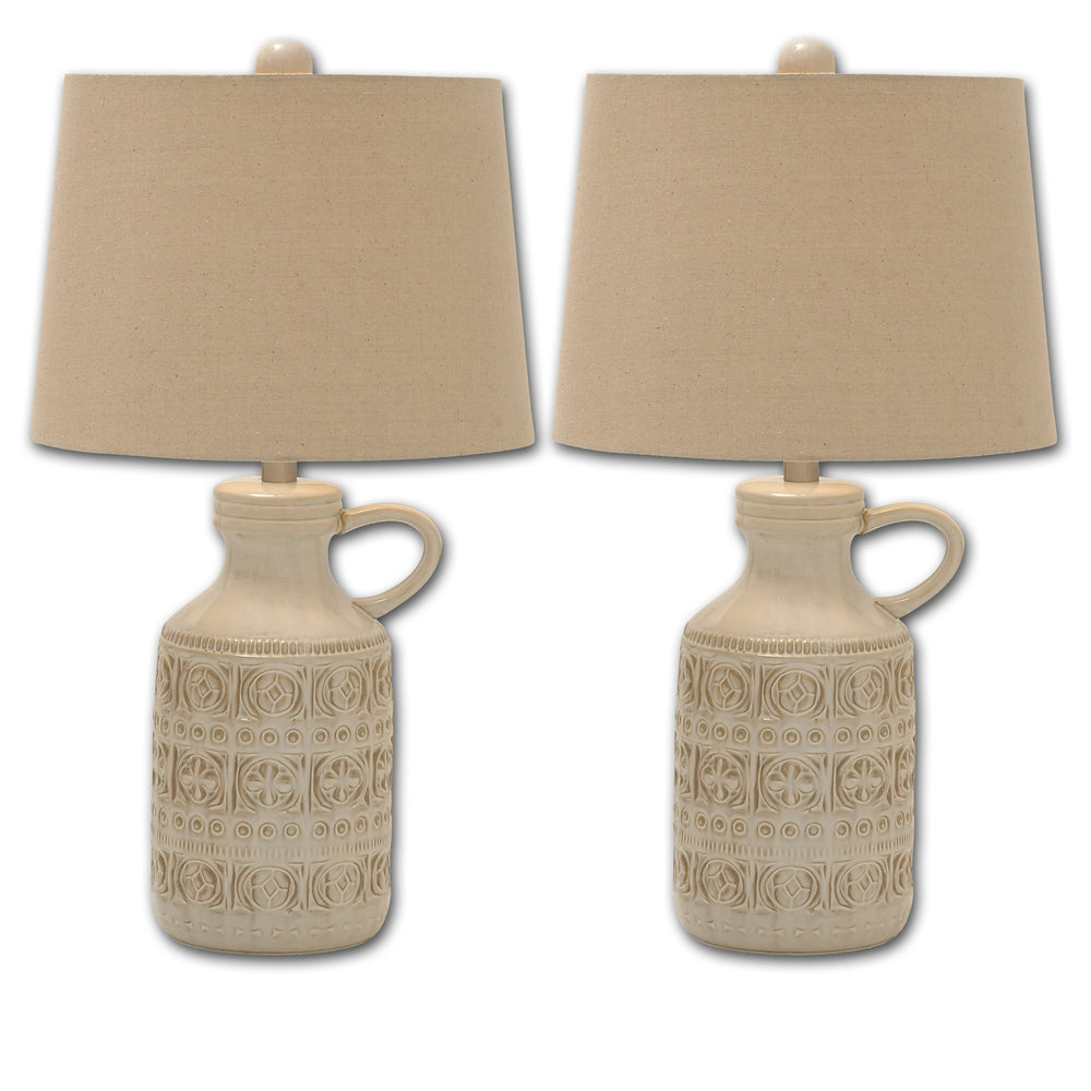 Urban Designs Ceramic Jug Table Lamp 3 Way - Set of 2