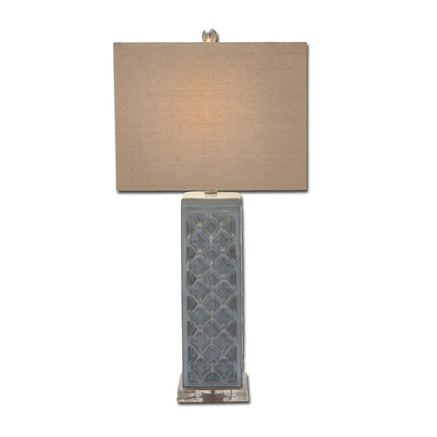 Urban Designs Blue Trellis Ceramic Table Lamps - Set of 2